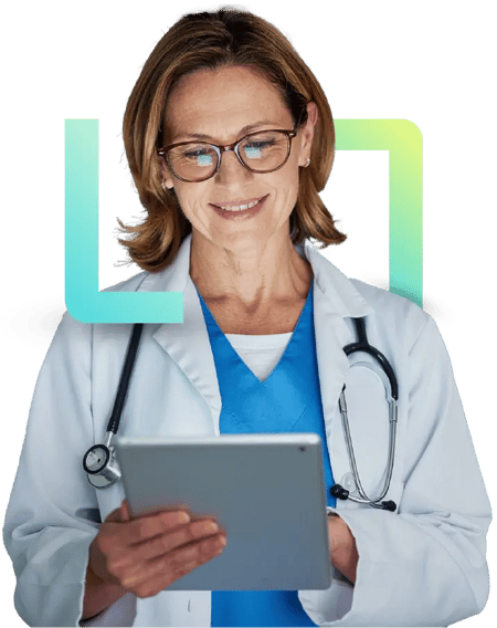 Doctor using tablet_Practice management software connected healthcare-1