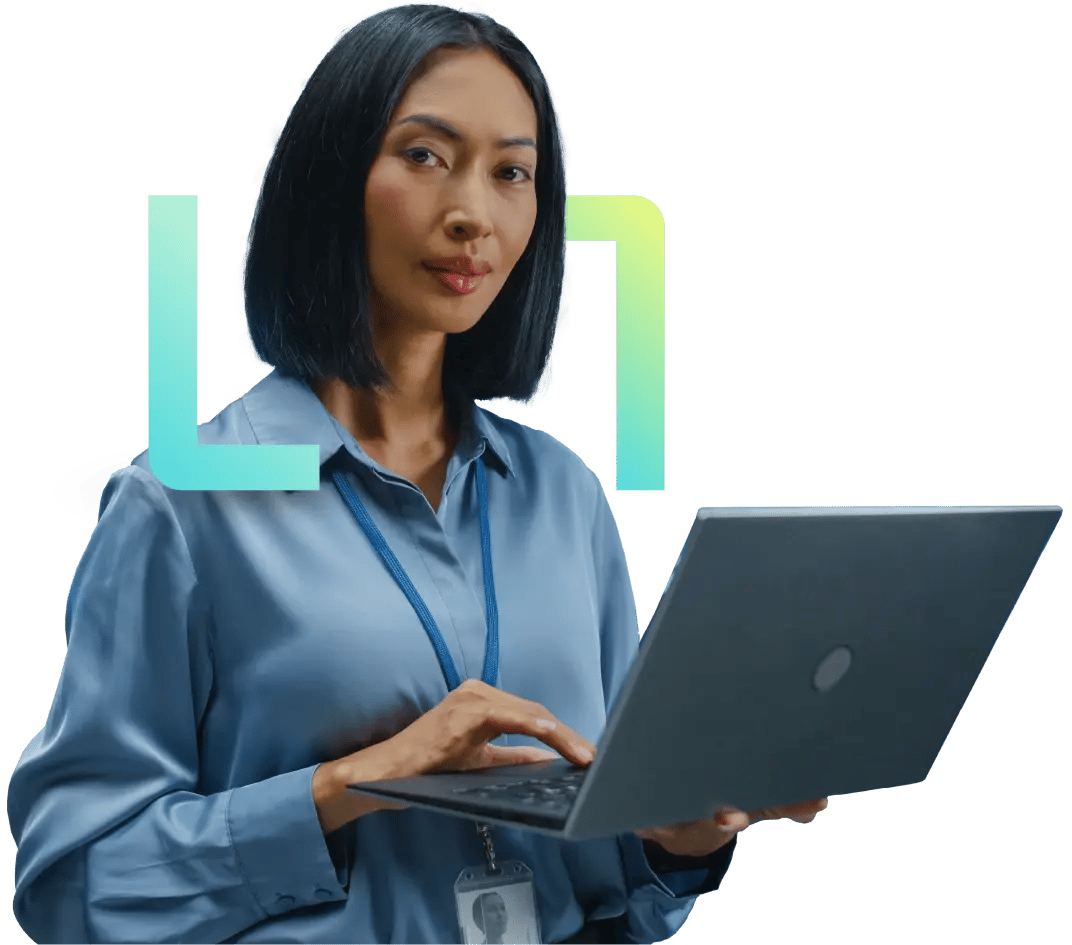 Healthcare data insights_Hightech server room optimizing server_Woman with Laptop_Altron HealthTech